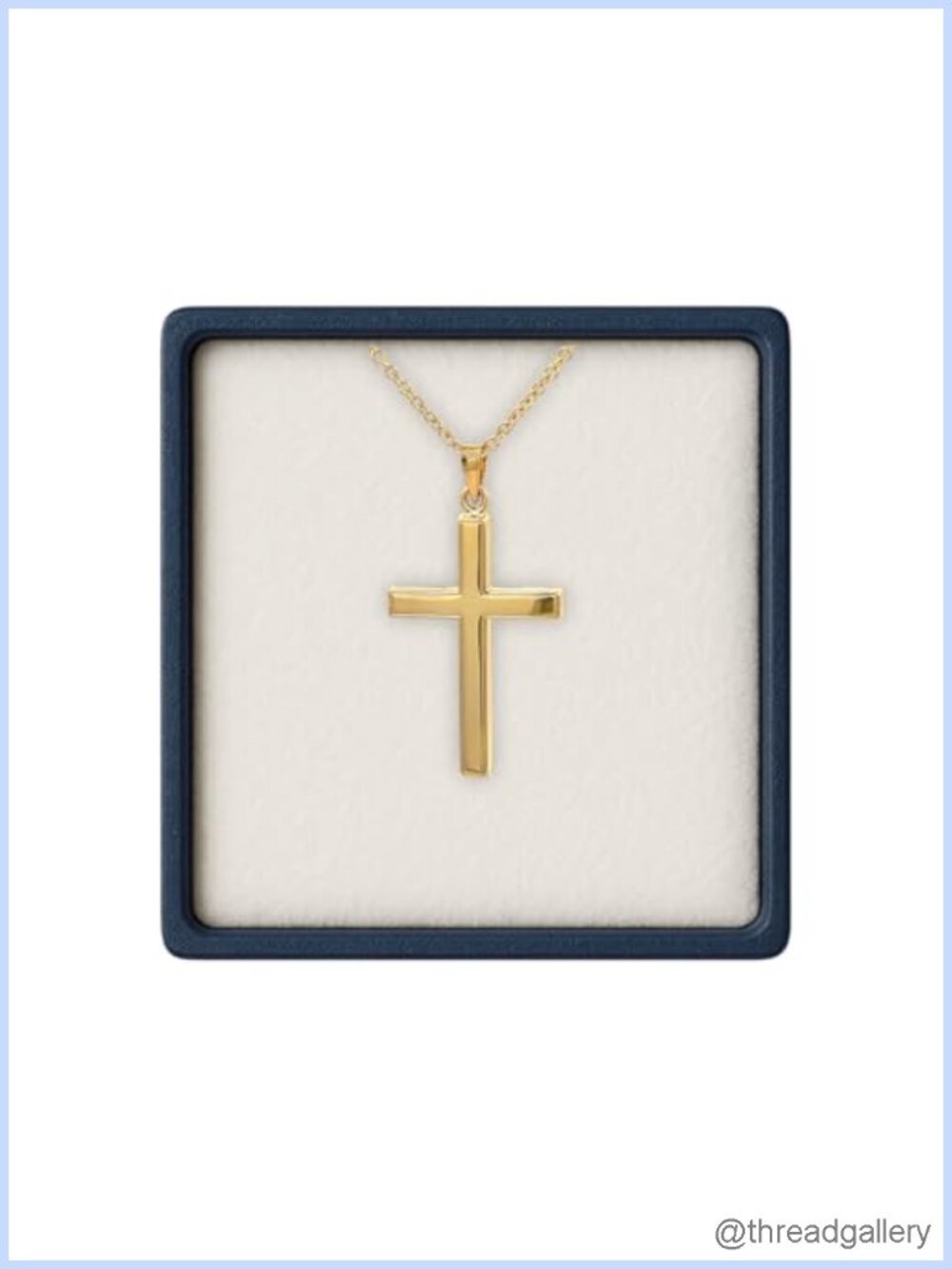 14K Solid Yellow Gold Cross Pendant Necklace 18" Chain Religious Jewelry